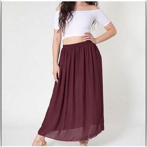 American Apparel maroon chiffon maxi skirt, size small